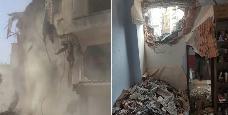 Beylikdüzü’nde yıkım sırasında yan binadaki dairenin duvarını yıktılar