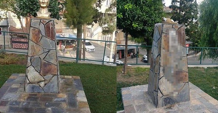 İzmir’de Atatürk büstüne saldırı